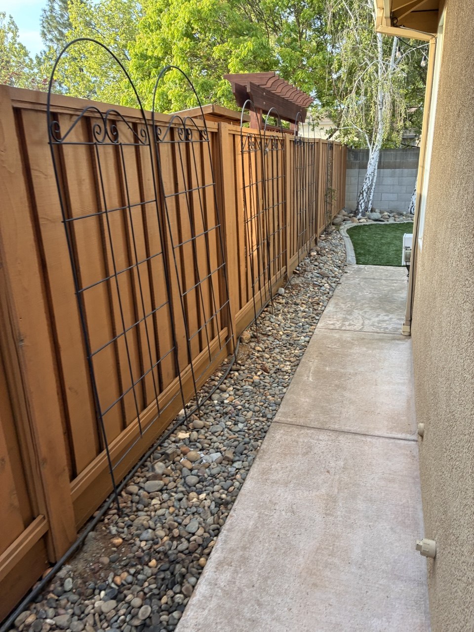 Fence staining golden brown