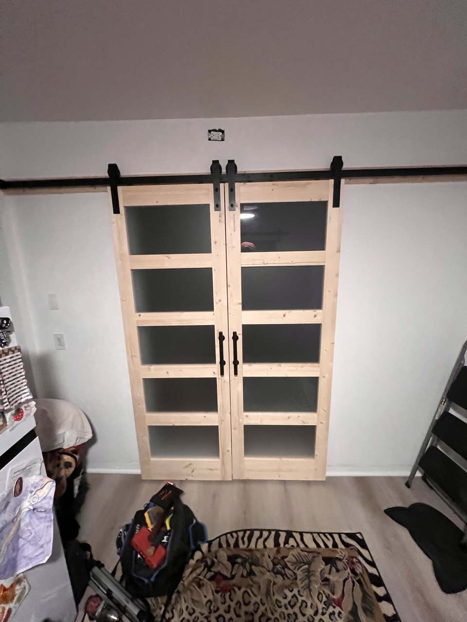 Sliding barn door installation