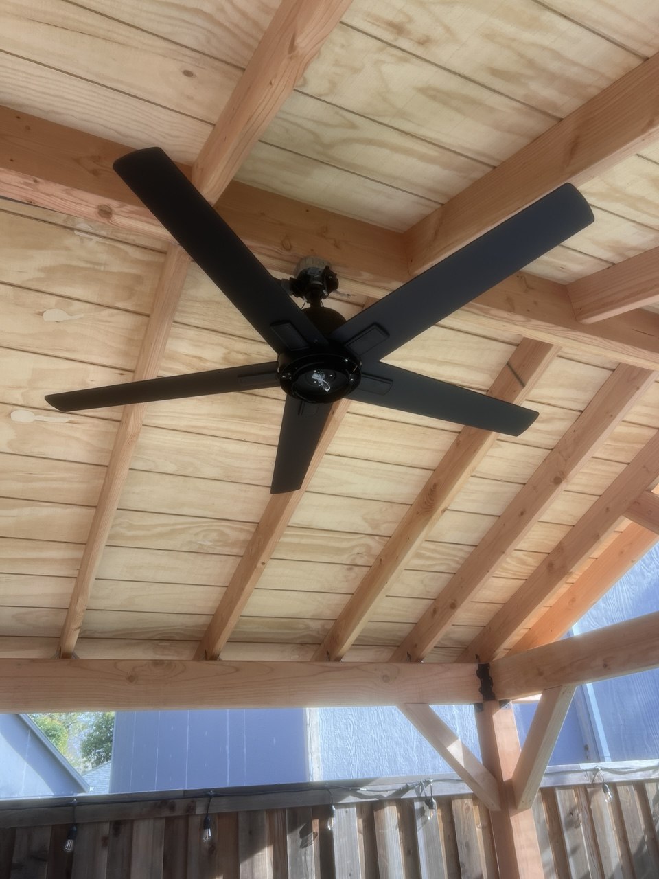 Ceiling fan patio pergola