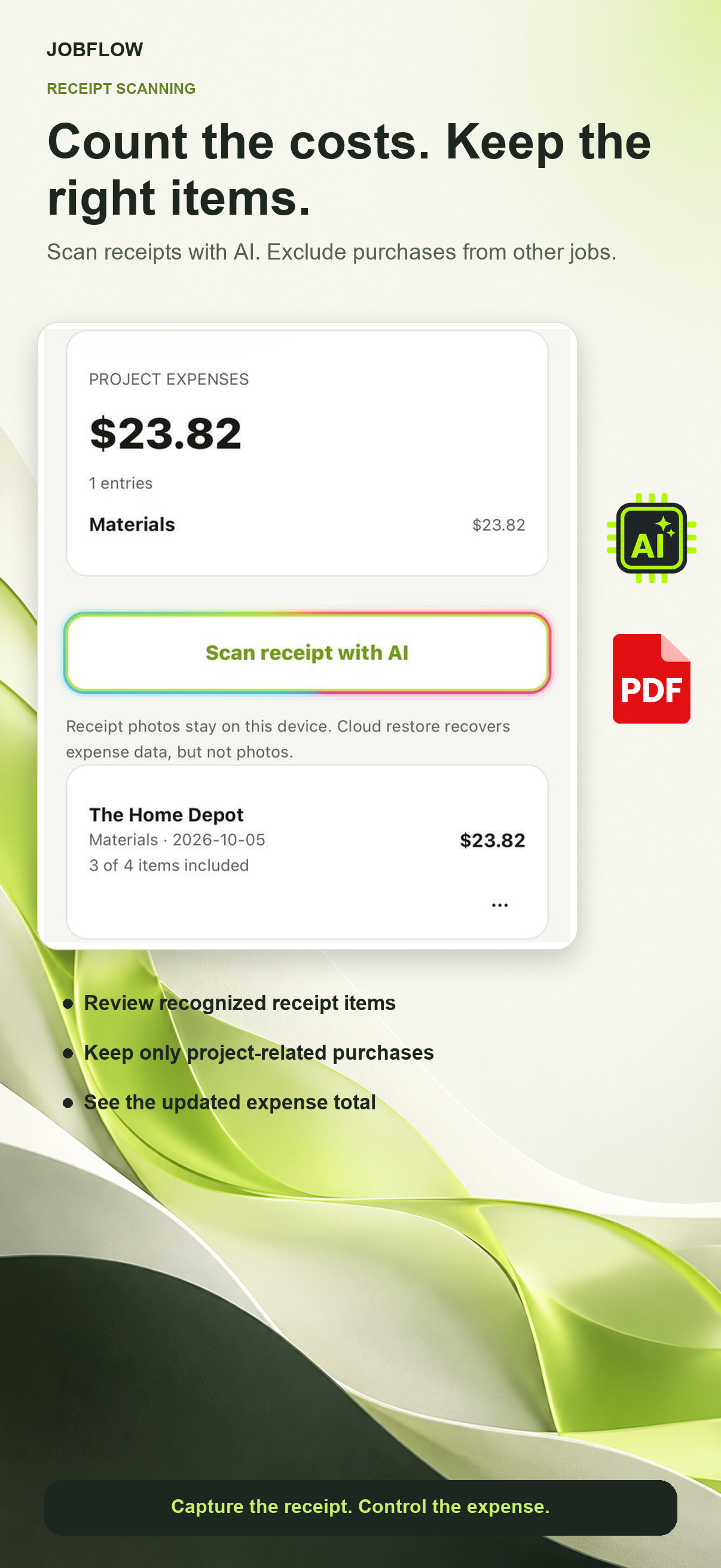 Upcoming JobFlow update: Review receipt items